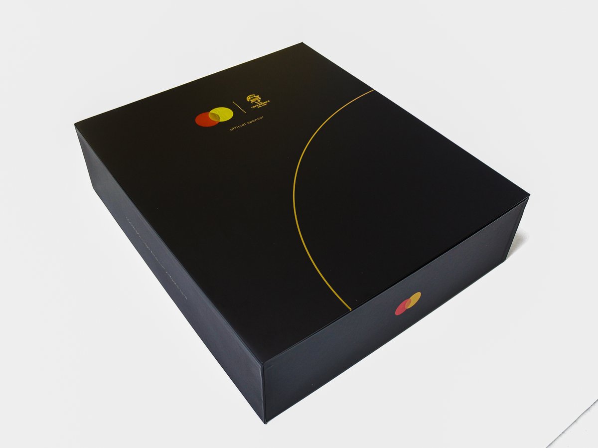 Image shows a closed public relations box for the CONMEBOL Copa America and Mastercard collaboration. 
