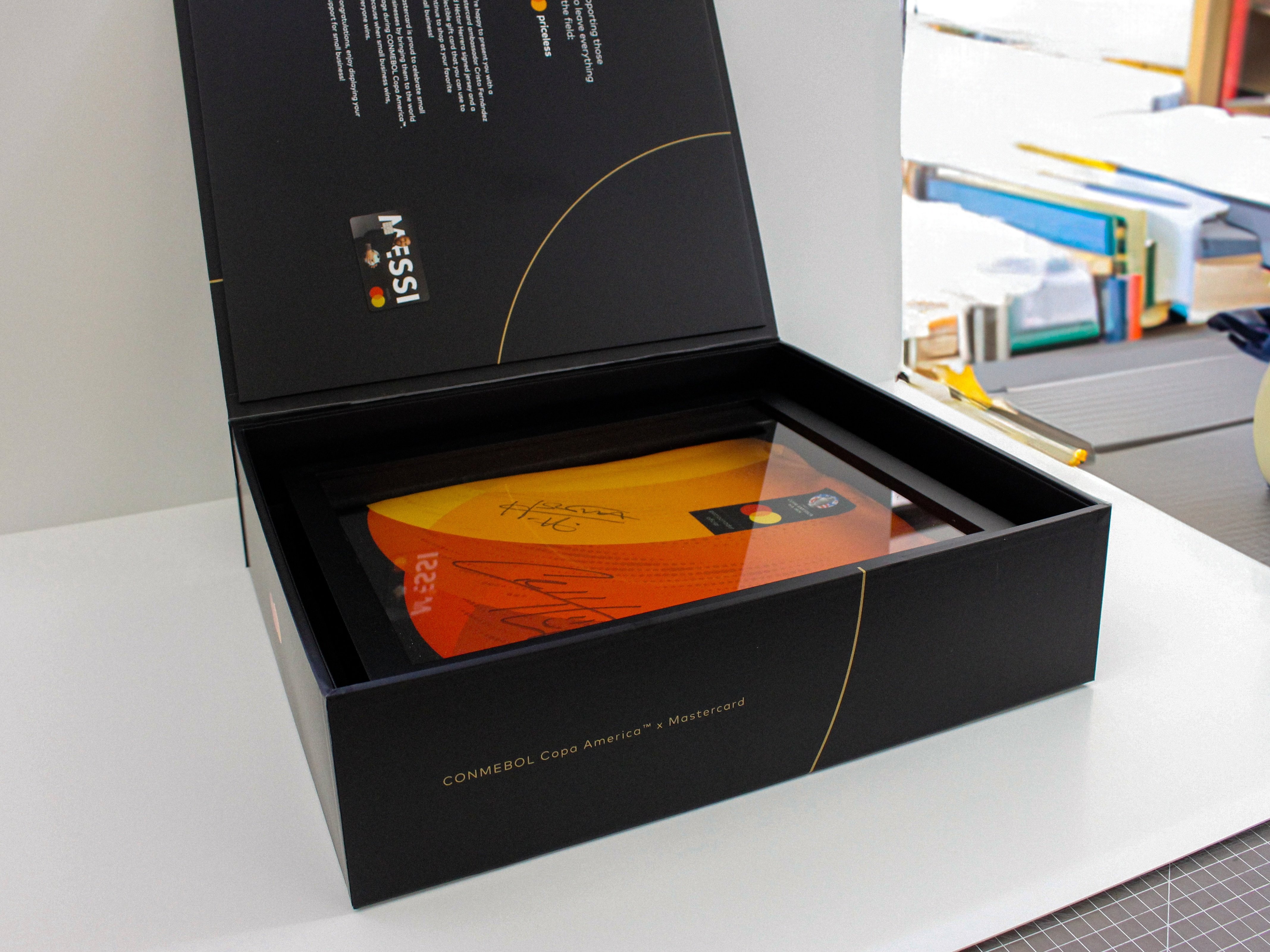 Image shows an open public relations box for the CONMEBOL Copa America and Mastercard collaboration