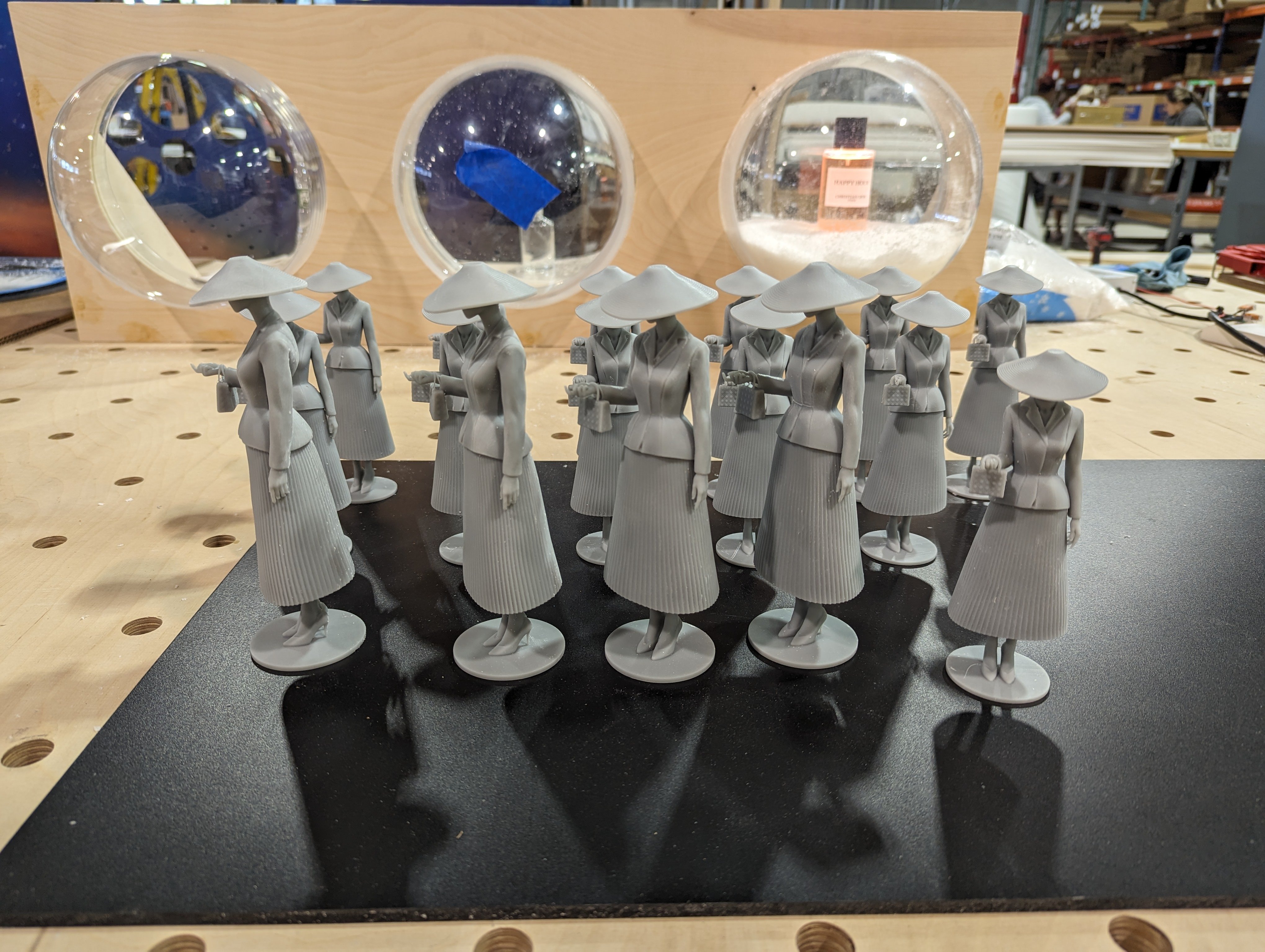 3D printed figures after excess plastic has been removed.