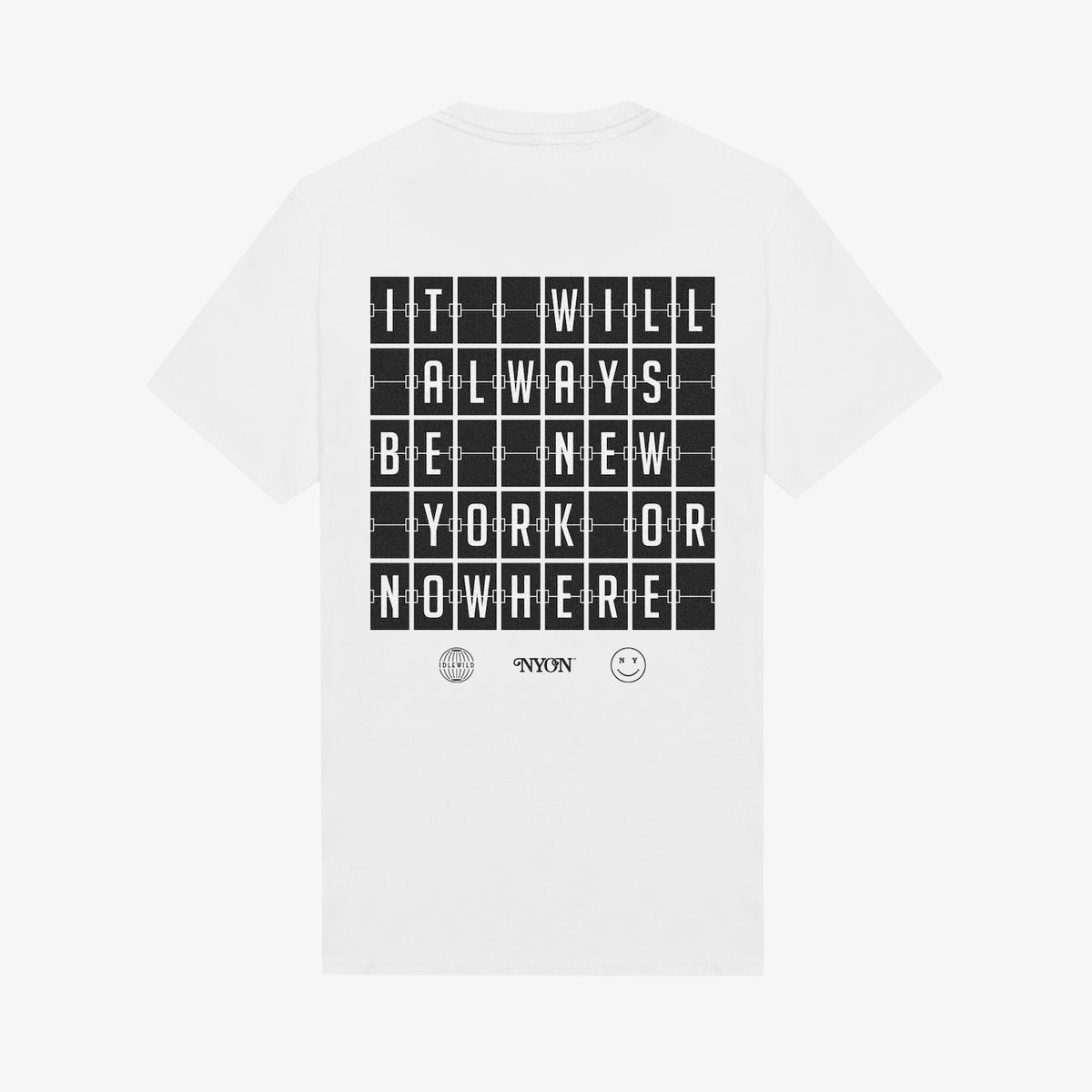 The Barbarian Group x NYON and AMEX collaboration merchandise white top.