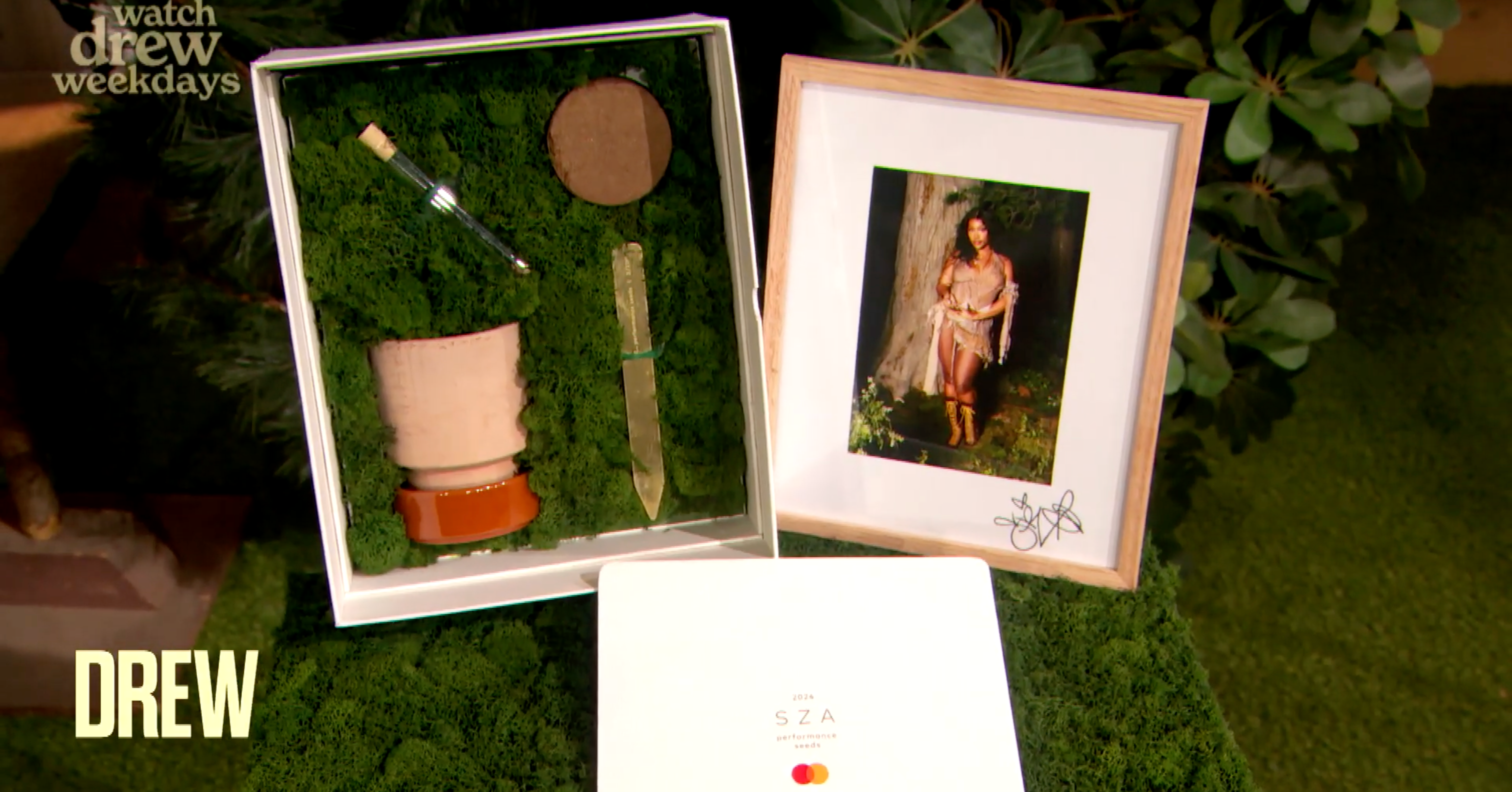 The content of SZA public relations box displayed on the Drew Barrymore show.